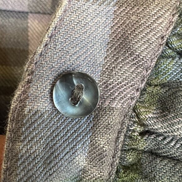 Soft Surroundings Serissa 1005 Cotton Flannel Green Lavender Blue Plaid Blouse - Picture 4 of 13